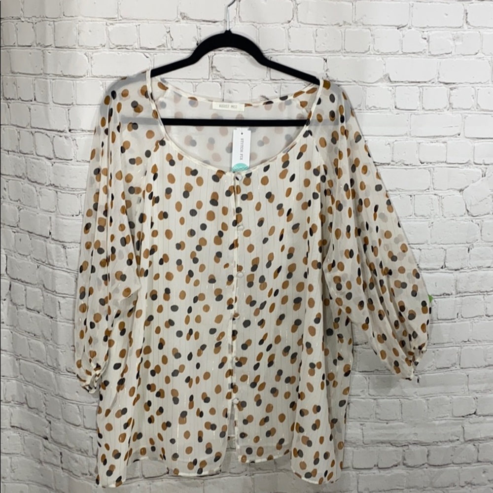 August Mist (Stitch Fix) polka dot blouse